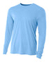 A4 Youth Cooling Performance Long Sleeve Crew (N3165), Color 'Light Blue'